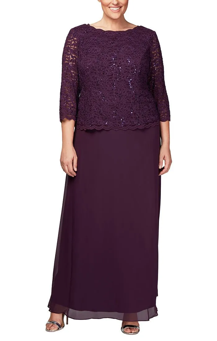 Plus Long Gown with Sequin Lace Bodice & Chiffon Skirt sold by Alex Evenings product image thumbnail 2