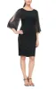 Petite - Metallic Knit Party Dress with Embellished Illusion Sleeves sold by Alex Evenings