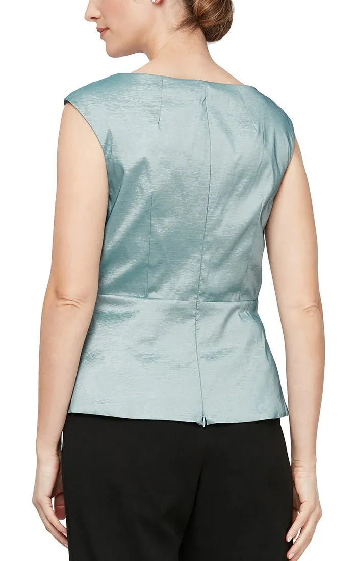 Regular - Sleeveless Surplice Neckline Blouse With Embellishment Drape Detail at Waist sold by Alex Evenings product image thumbnail 2
