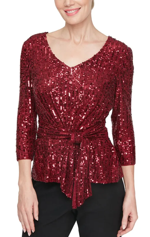 Petite - V-Neck Blouse with Tie Waist Detail sold by Alex Evenings
