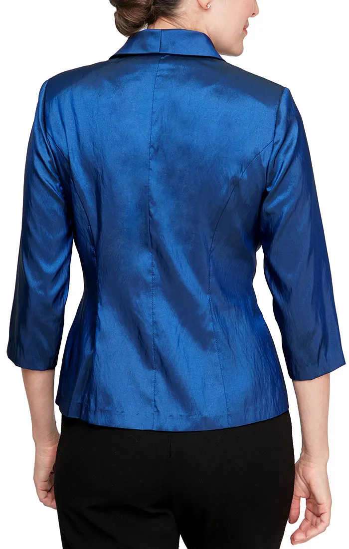 3/4 Sleeve Taffeta Blouse with Collar and Decorative Side Closure sold by Alex Evenings product image thumbnail 4