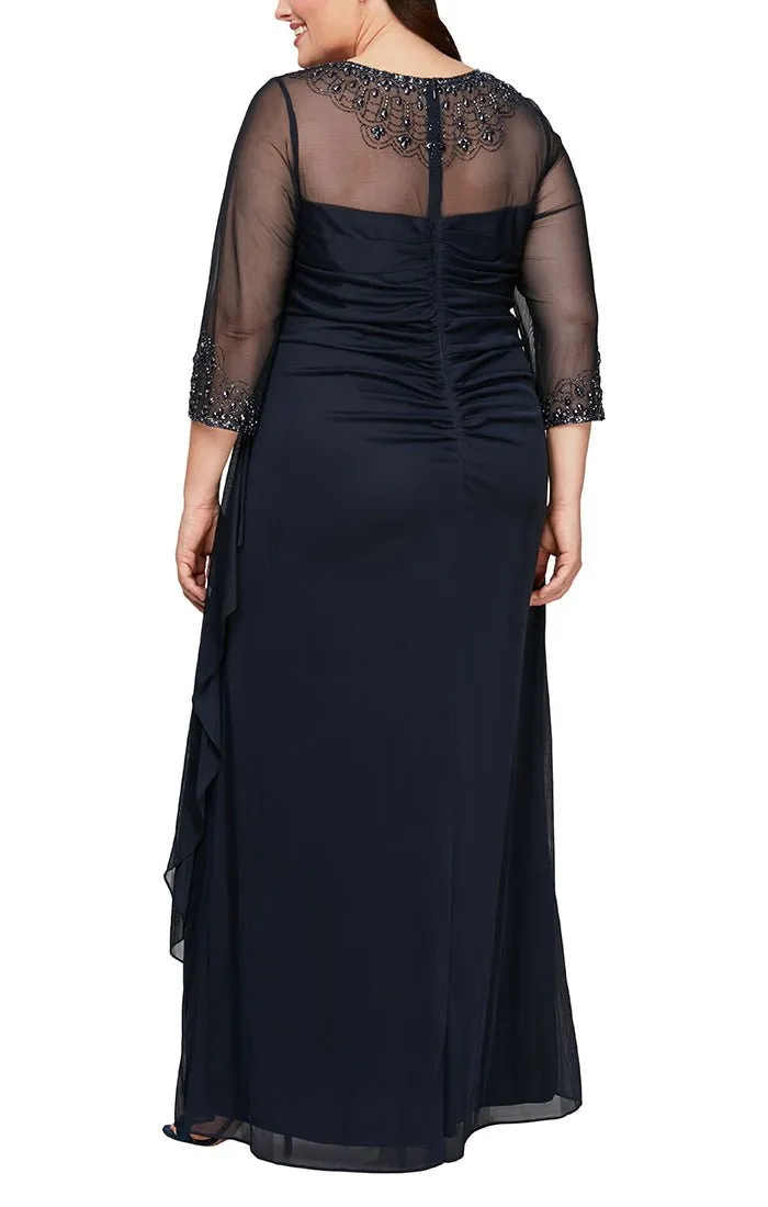 Plus A-Line Mesh Gown with Beaded Illusion Sweetheart Neckline sold by Alex Evenings product image thumbnail 2