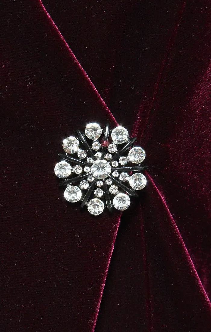 Petite - Velvet Blouse with Asymmetric Pointed Hem & Embellished Closure sold by Alex Evenings product image thumbnail 2