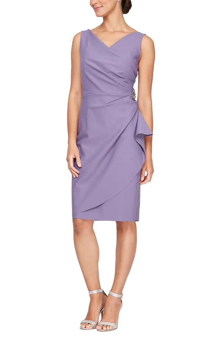 Compression Short Cocktail Dress with Ruffle Skirt & Beaded Detail at Hip sold by Alex Evenings product image thumbnail 3