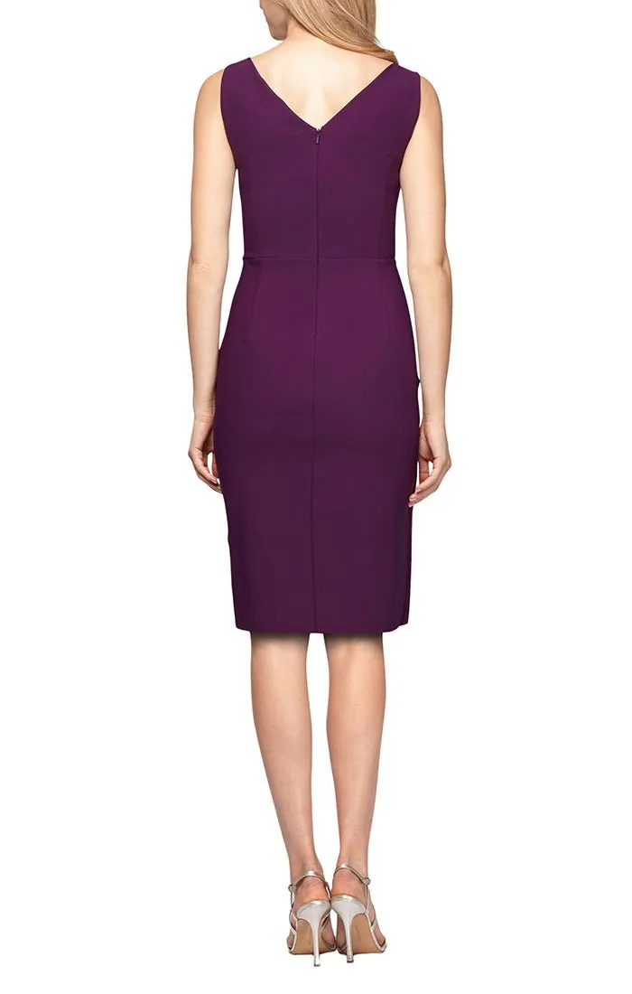 Short Side Ruched Compression Dress with Surplice Neckline, Cascade Ruffle Skirt & Beaded Detail at Hip sold by Alex Evenings product image thumbnail 3