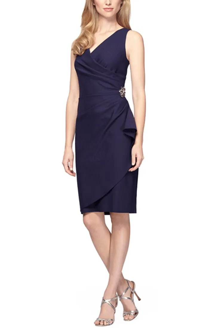Compression Short Cocktail Dress with Ruffle Skirt & Beaded Detail at Hip sold by Alex Evenings product image thumbnail 4