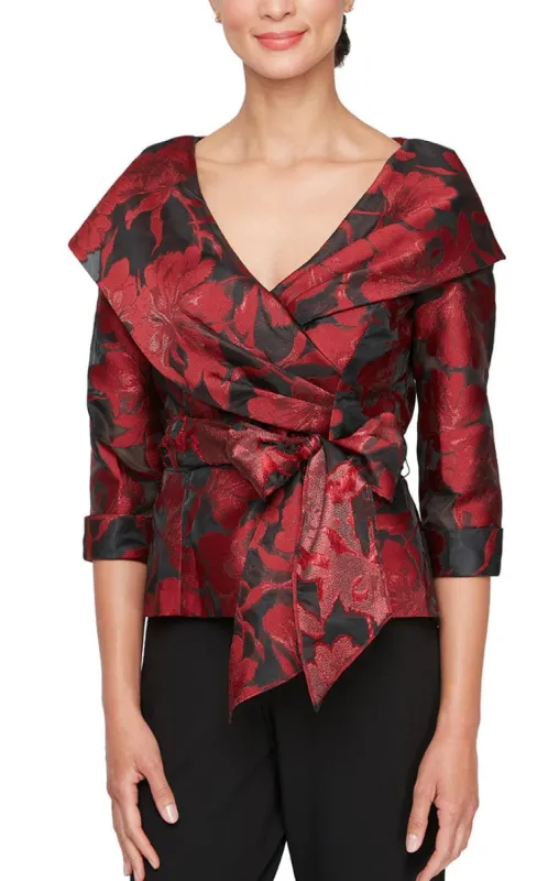 Regular - Organza Portrait Collar Blouse with Tie Belt made by Alex Evenings