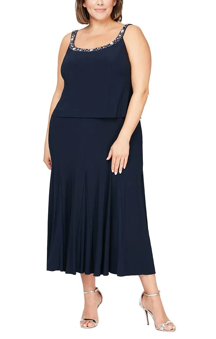 Plus Matte Jersey Jacket Dress with Beaded Trim Detail sold by Alex Evenings product image thumbnail 2