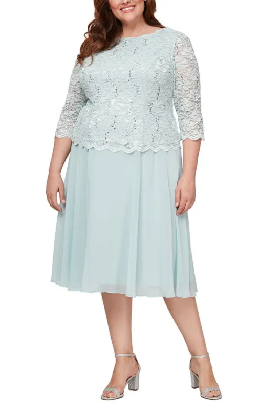Plus Bella Sequin Lace Dress made by Alex Evenings