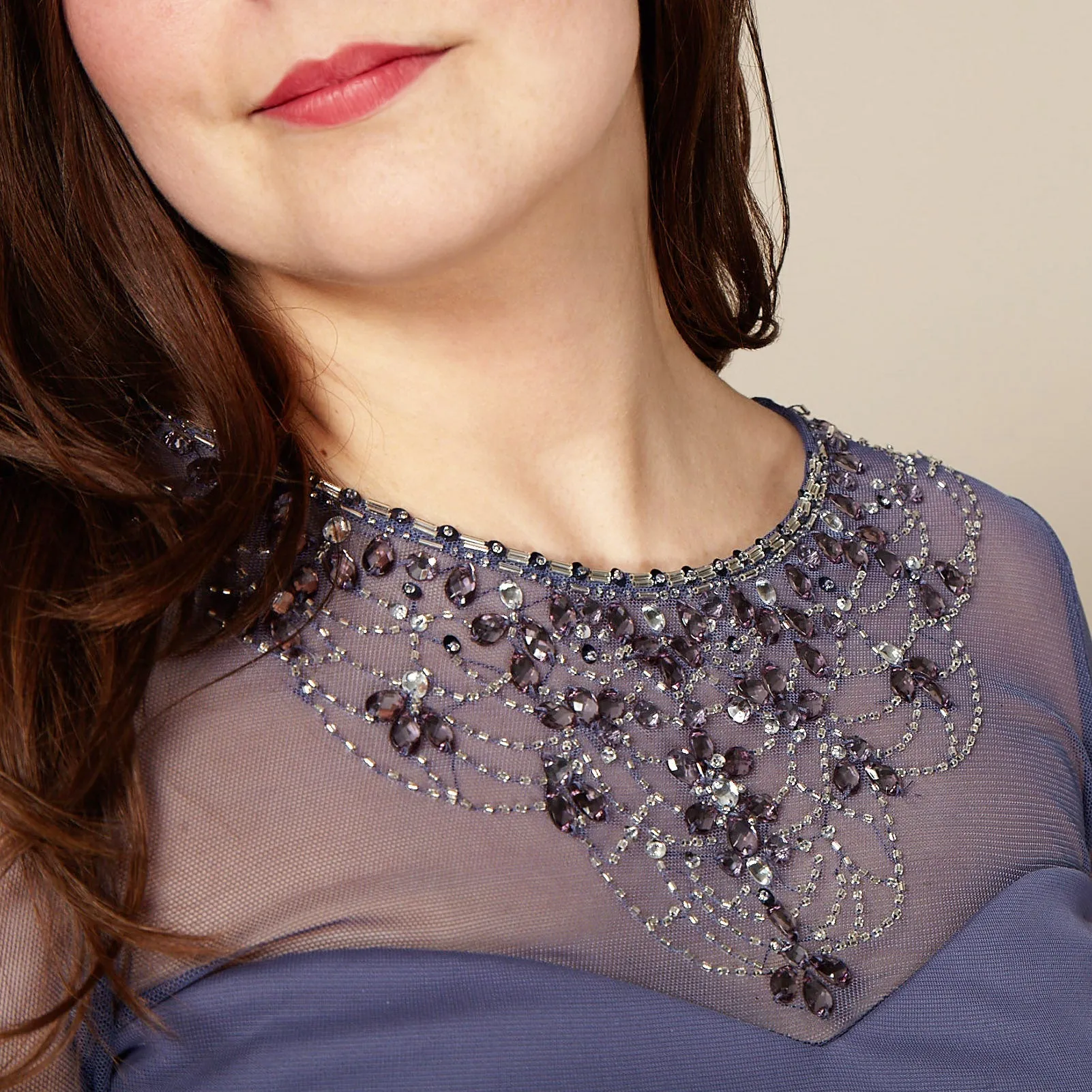 A-Line Mesh Gown with Beaded Illusion Sweetheart Neckline sold by Alex Evenings product image thumbnail 5