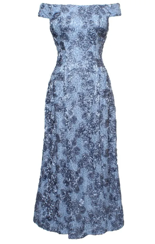 Petite - Long Rosette Off the Shoulder Dress sold by Alex Evenings