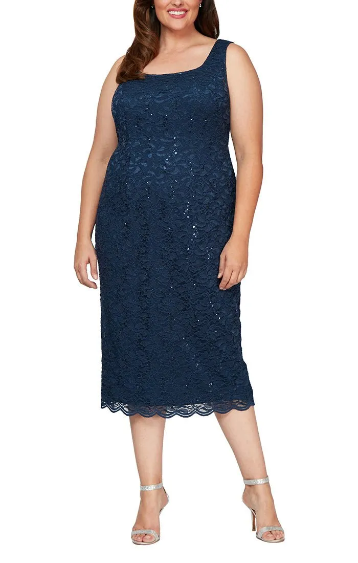 Plus - Midi Sheath Sequin Lace Jacket Dress sold by Alex Evenings product image thumbnail 2