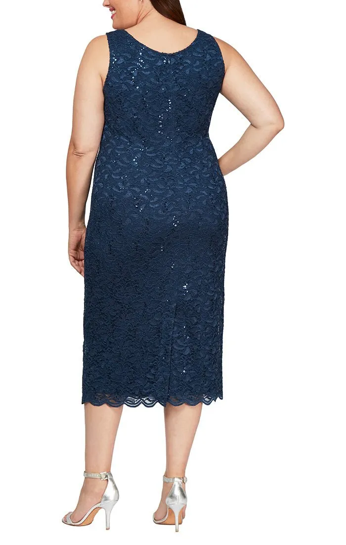 Plus - Midi Sheath Sequin Lace Jacket Dress sold by Alex Evenings product image thumbnail 4