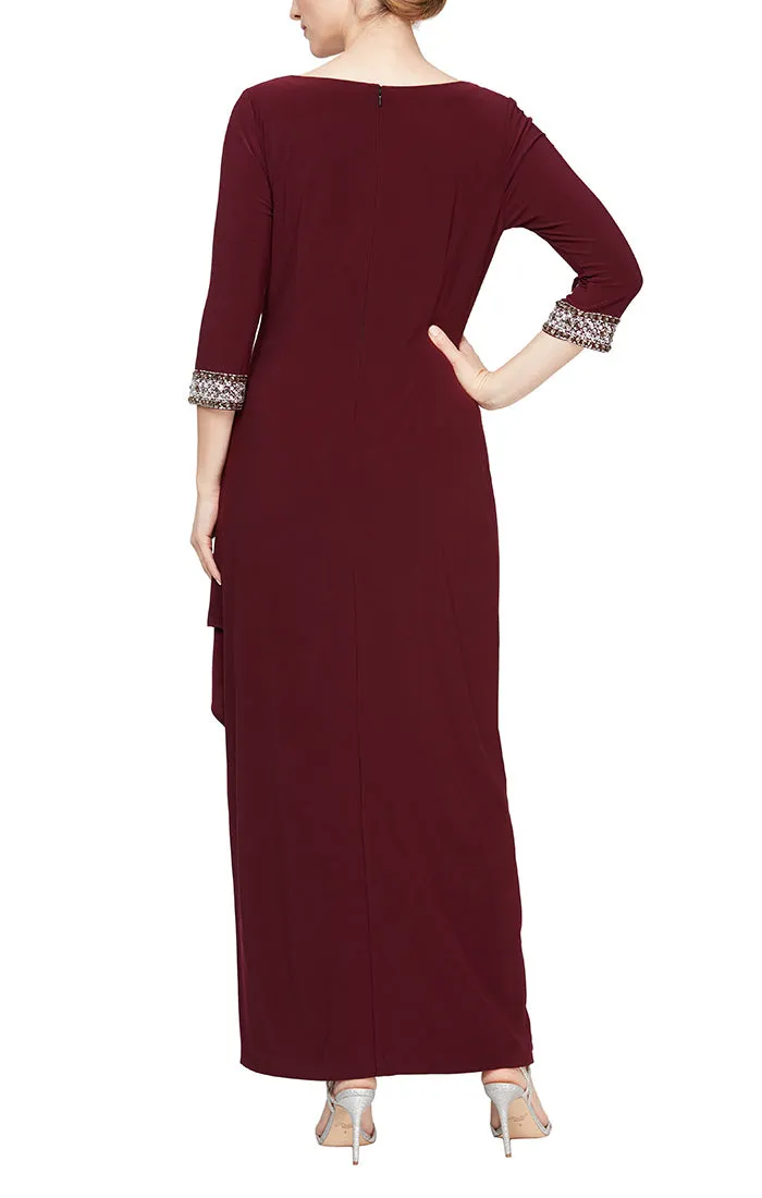 Jersey Dress with Keyhole Cutout Neckline and Embellished Sleeves/Neckline sold by Alex Evenings product image thumbnail 4