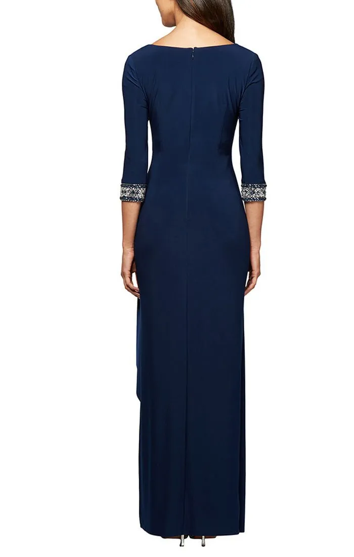 Jersey Dress with Keyhole Cutout Neckline and Embellished Sleeves/Neckline sold by Alex Evenings product image thumbnail 2