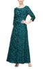 *A-Line Rosette Lace Gown with Illusion 3/4 Sleeves sold by Alex Evenings