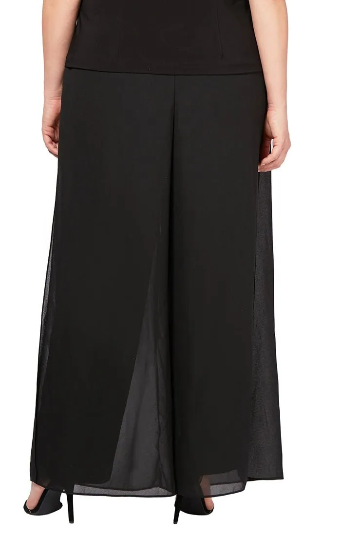 Plus Straight Leg Pant with Georgette Split Leg Overlay sold by Alex Evenings product image thumbnail 2