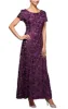 Rosette A-Line Gown with Sequin Detail & Short Illusion Sleeves sold by Alex Evenings
