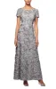 Rosette A-Line Gown with Sequin Detail & Short Illusion Sleeves sold by Alex Evenings