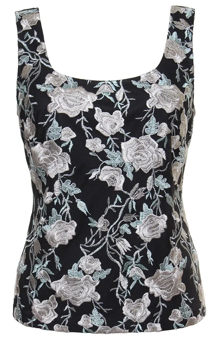 Plus - 3/4 Sleeve Embroidered Elongated Twinset with Scoop Neck Tank sold by Alex Evenings product image thumbnail 2