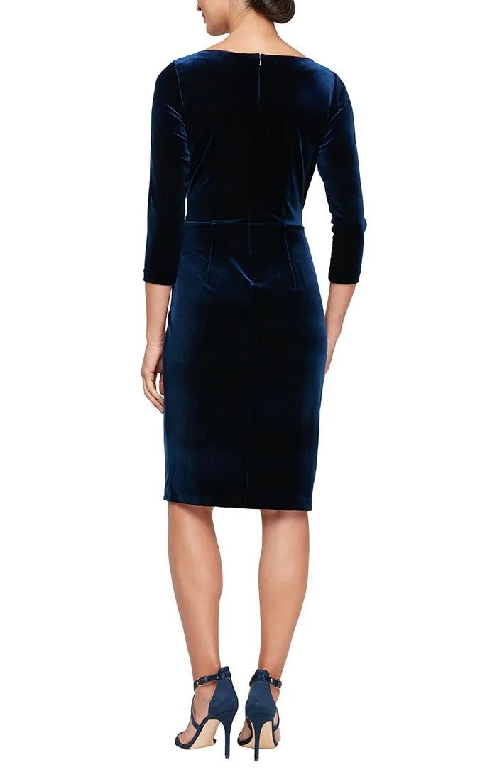 Velvet Sheath Dress with Surplice Neckline sold by Alex Evenings product image thumbnail 2