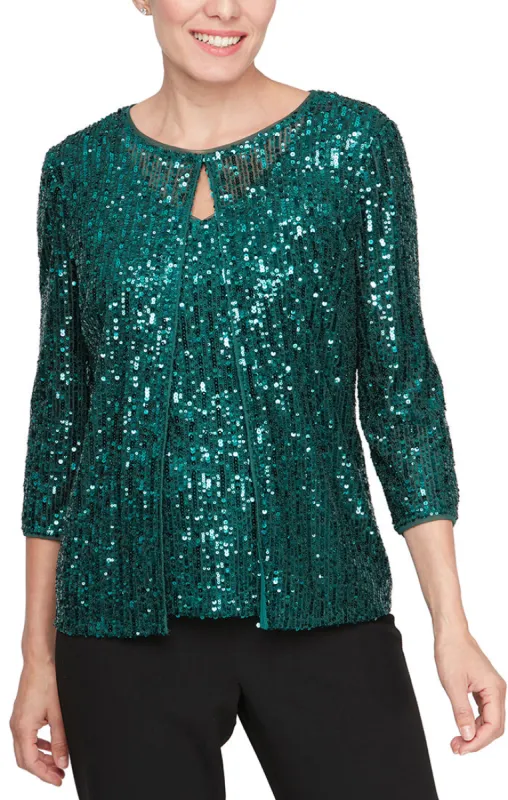 Plus 3/4 Sleeve Mock Twinset with Hook Neck Closure sold by Alex Evenings