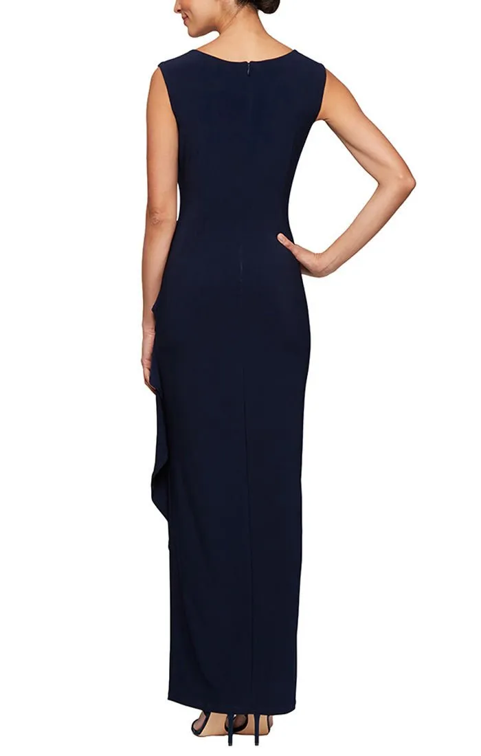 Regular - Crepe Side Ruched Dress with Sweetheart Embroidered Lace Illusion Neckline sold by Alex Evenings product image thumbnail 2