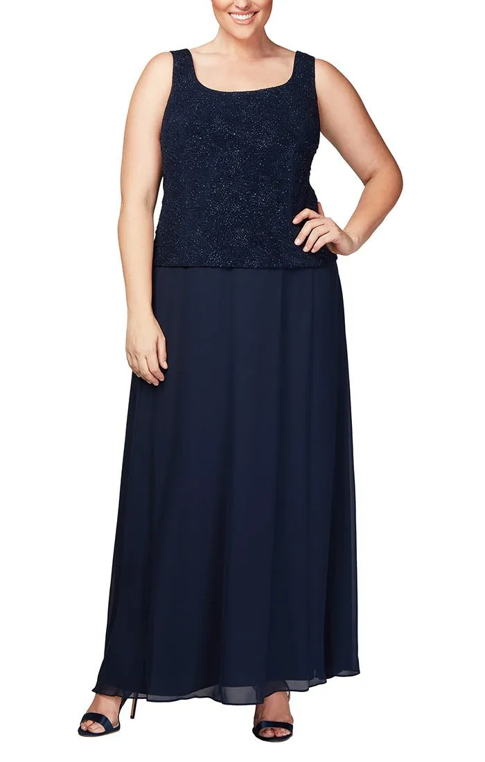 Plus Glitter Jacquard Knit Jacket Dress with Mandarin Neckline sold by Alex Evenings product image thumbnail 2