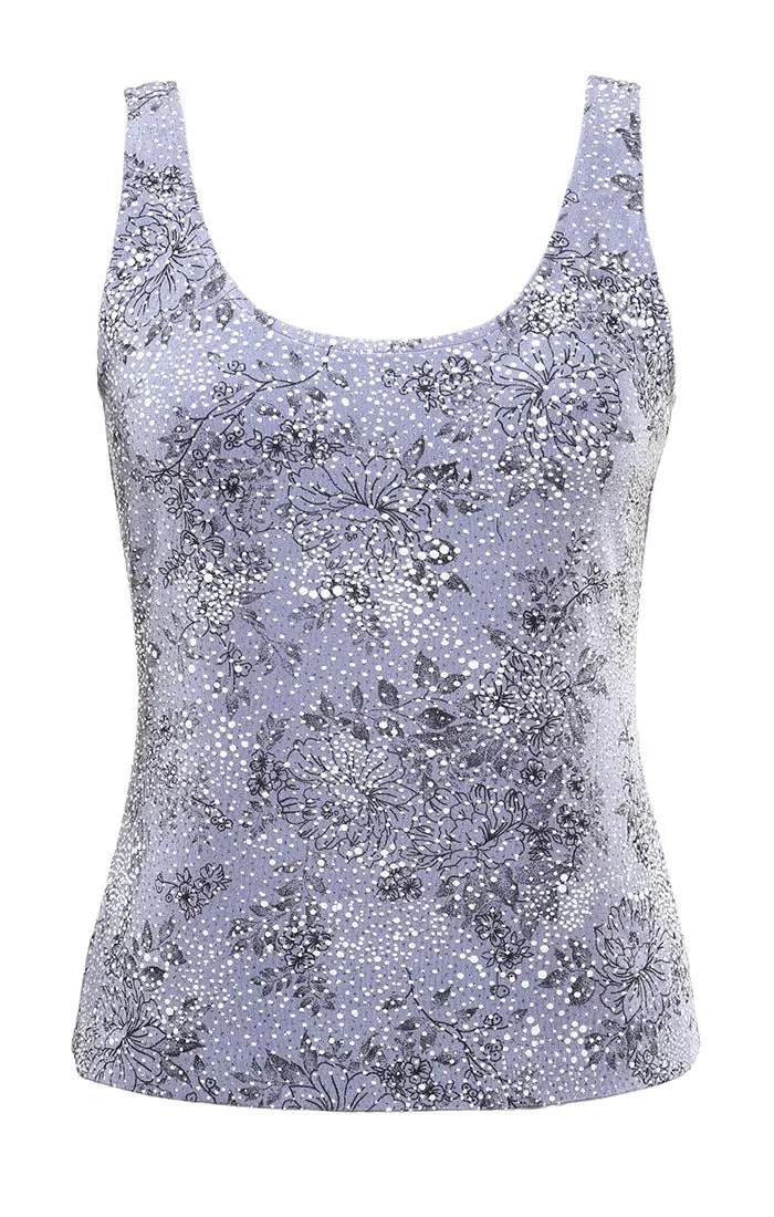 Regular - Printed Mandarin Neck Glitter Twinset with Scoop Neck Tank and Piping Detail sold by Alex Evenings product image thumbnail 2