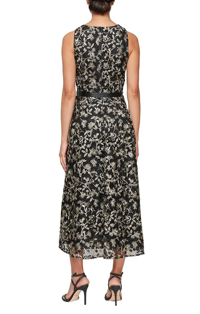 Regular - Embroidered Sleeveless Dress with High/Low Hem & Tie Belt sold by Alex Evenings product image thumbnail 2