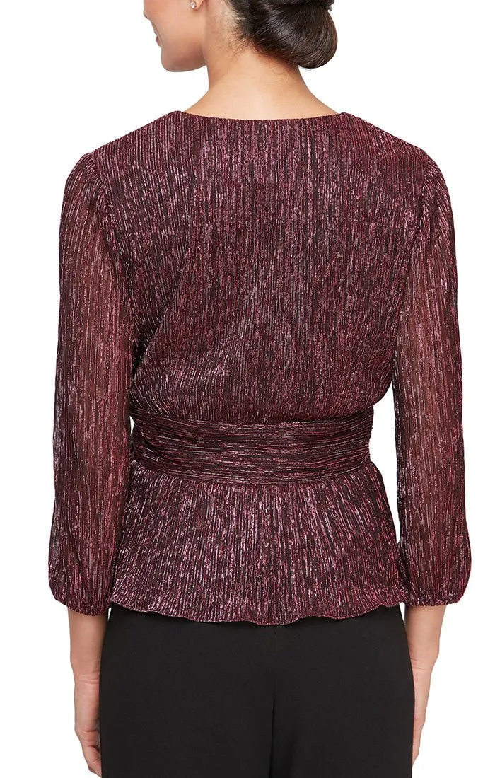 Regular - Surplice Blouse with Tie Waist & Balloon Sleeves sold by Alex Evenings product image thumbnail 2