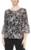3/4 Sleeve Embroidered Blouse With Illusion Neckline and Bell Sleeves sold by Alex Evenings