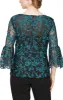 3/4 Sleeve Embroidered Blouse With Illusion Neckline and Bell Sleeves sold by Alex Evenings