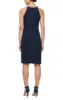Petite - Halter Neck Sheath Metallic Knit Dress with Beaded Neckline & Cascade Ruffle sold by Alex Evenings