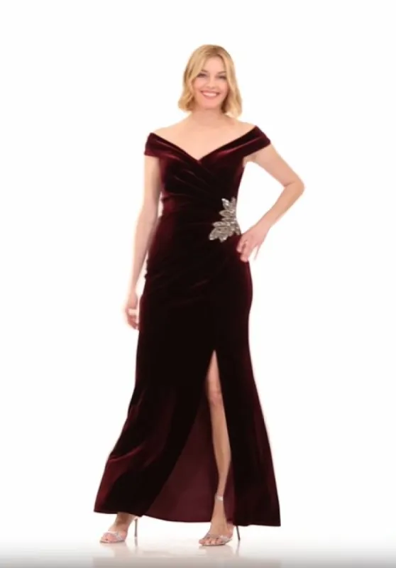 Plus - Off-the-Shoulder Fit and Flare Velvet Gown sold by Alex Evenings