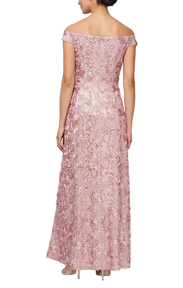 Regular - Long Rosette Sequin Lace Off-the-Shoulder Gown sold by Alex Evenings product image thumbnail 2
