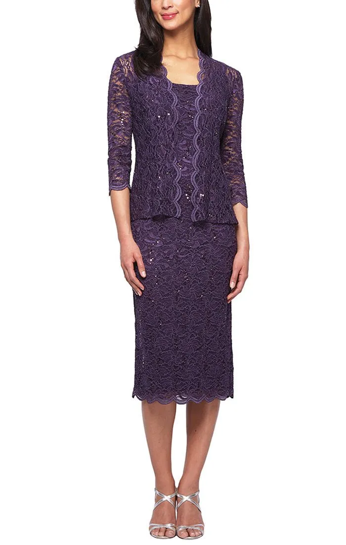 Petite - Midi Sheath Sequin Lace Jacket Dress sold by Alex Evenings product image thumbnail 3