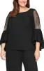 Plus 3/4 Sleeve Blouse With Beaded Illusion Detail and Cascade Bell Sleeves sold by Alex Evenings