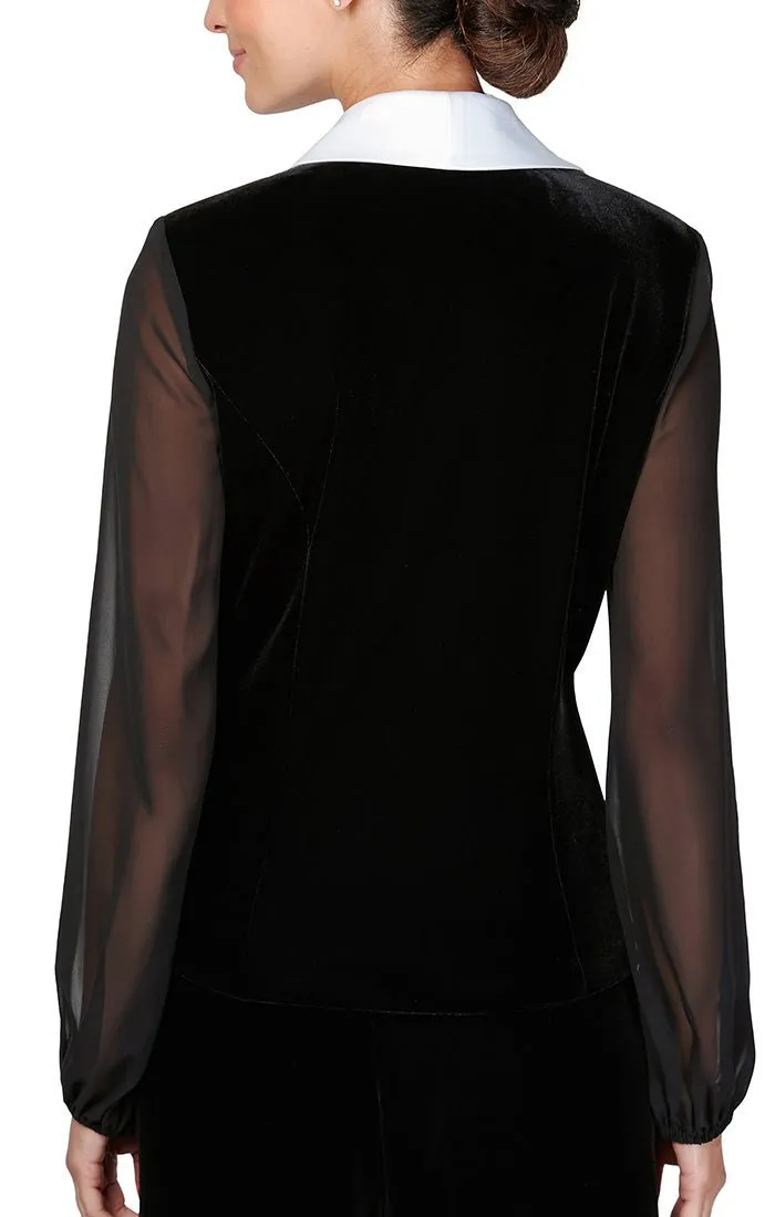 Stretch Velvet Side Button Blouse sold by Alex Evenings product image thumbnail 2
