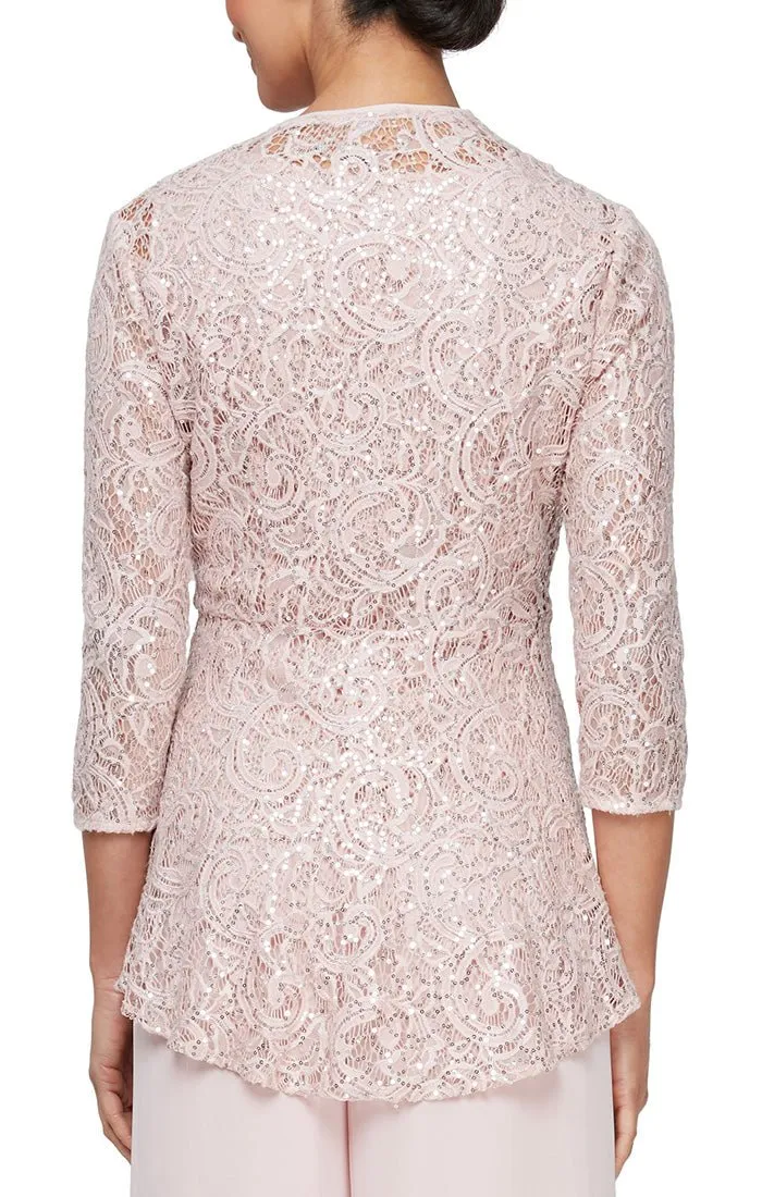 Plus - Sequin Lace Twinset with Scoop Neck Tank & Embellished Closure Jacket sold by Alex Evenings product image thumbnail 3