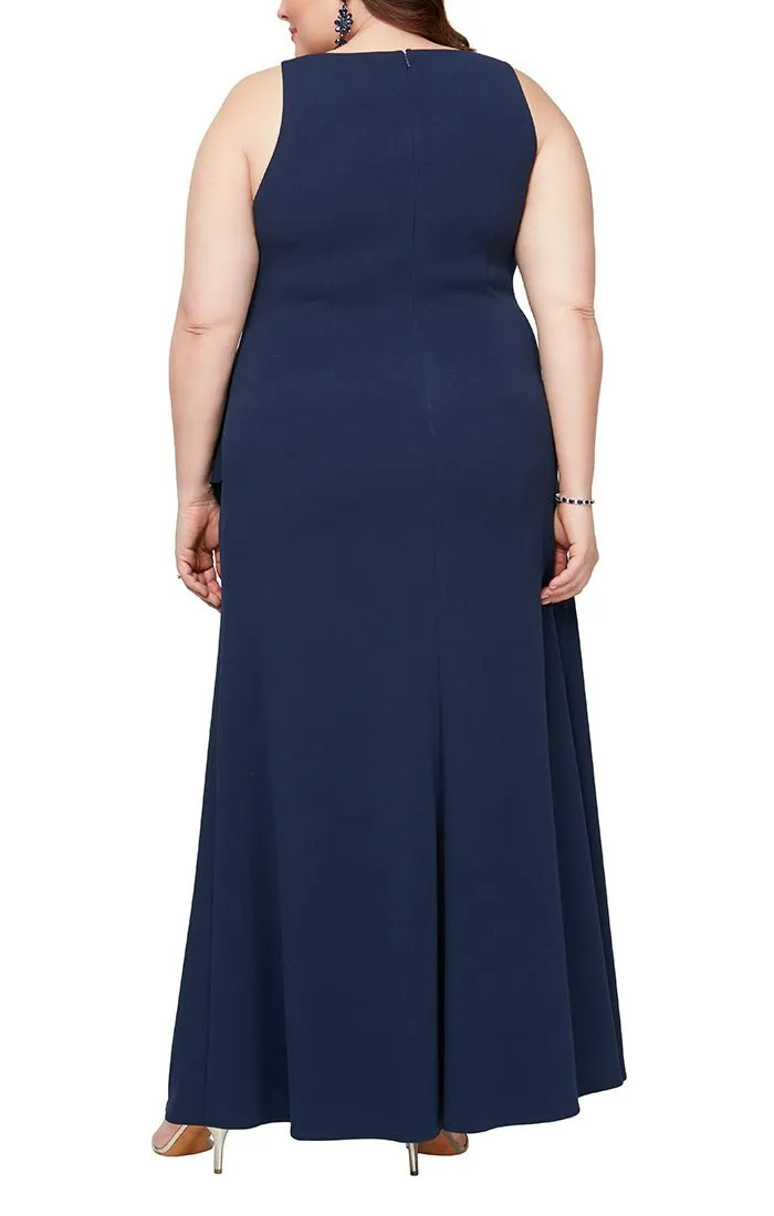 Plus - Sleeveless Stretch Crepe Dress with Cascade Ruffle Skirt sold by Alex Evenings product image thumbnail 2