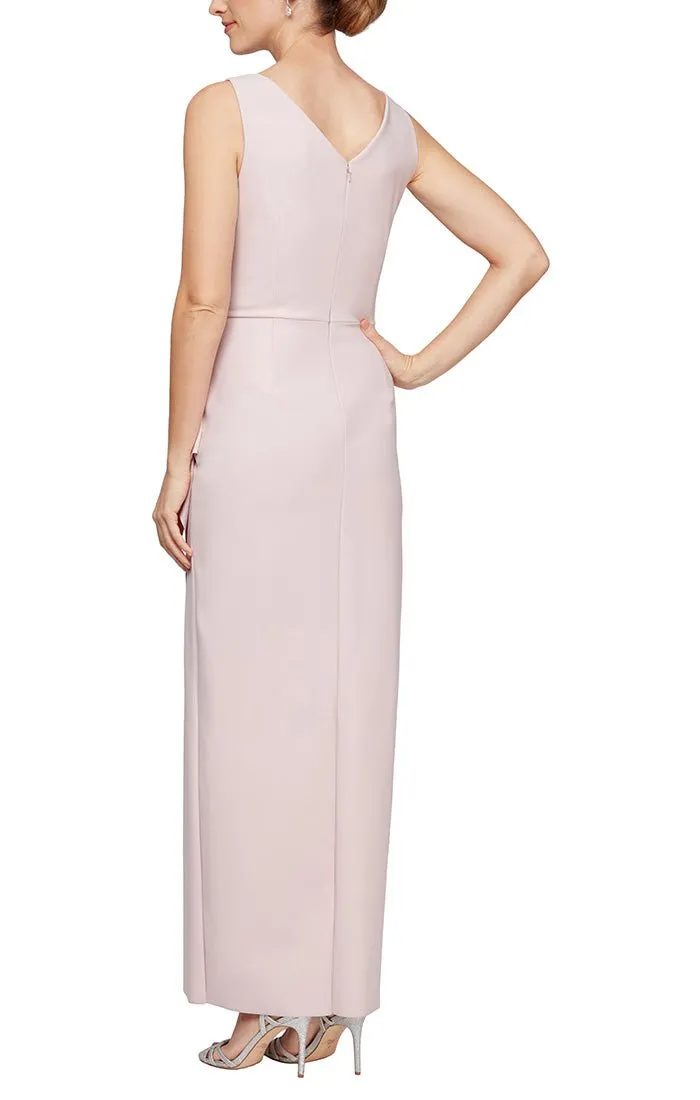 Sleeveless Compression Sheath Gown with Surplice Neckline & Beaded Detail at Hip sold by Alex Evenings product image thumbnail 2