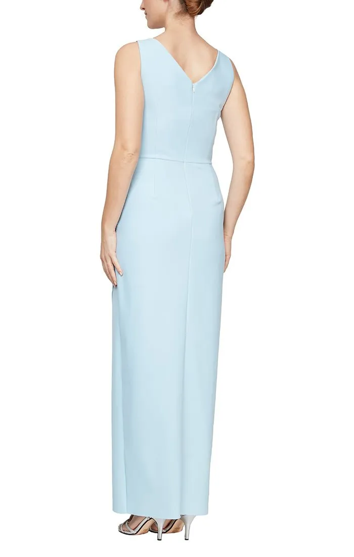 Sleeveless Compression Sheath Gown with Surplice Neckline & Beaded Detail at Hip sold by Alex Evenings product image thumbnail 4