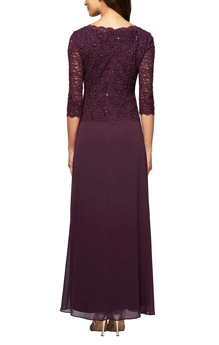 Petite Long Gown with Sequin Lace Bodice & Chiffon Skirt sold by Alex Evenings product image thumbnail 4