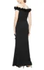*Off-the-Shoulder Crepe Gown with 3D Floral Neckline sold by Alex Evenings