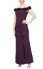 *Off-the-Shoulder Crepe Gown with 3D Floral Neckline sold by Alex Evenings