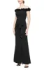 *Off-the-Shoulder Crepe Gown with 3D Floral Neckline sold by Alex Evenings
