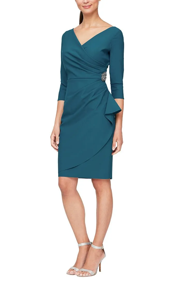 Compression Sheath Dress with Beaded Hip Detail Ruffle Detail sold by Alex Evenings