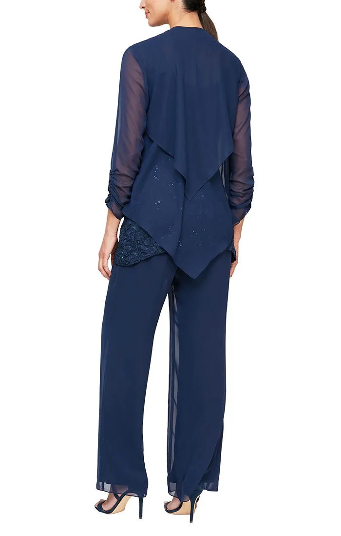 *Plus Three-Piece Chiffon & Lace Pantsuit sold by Alex Evenings product image thumbnail 2