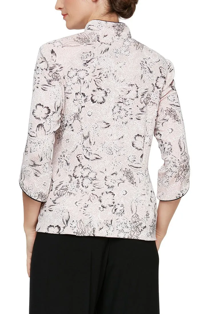 Plus - Printed Glitter Knit Mandarin Neck Twinset with Hook Neck Closure Jacket and Scoop Neck Tank sold by Alex Evenings product image thumbnail 3